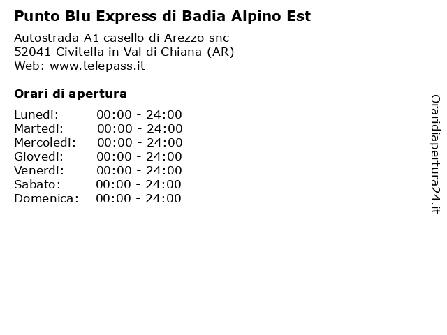 Orari di apertura Punto Blu Express di Badia Alpino Est